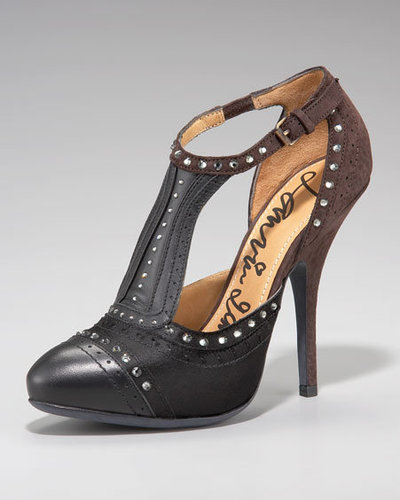 Lanvin Crystal-Trim Brogue T-Strap