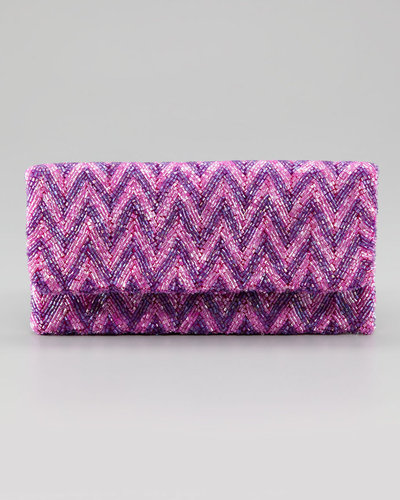 Moyna Fold-Over Zigzag Silk Clutch Bag