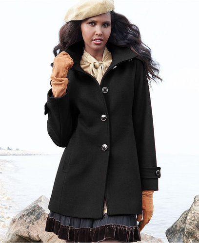 Kenneth Cole Reaction Coat, Hooded Stand-Collar Wool-Blend