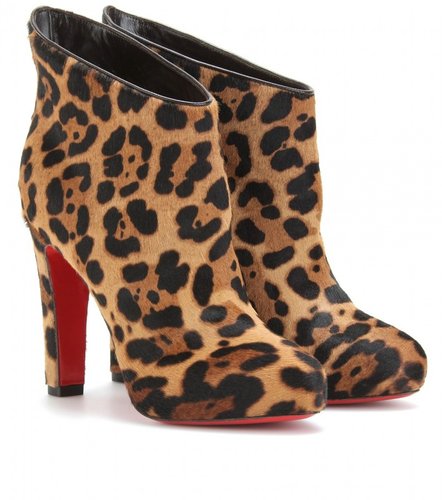 Christian Louboutin PONY LEOPARD LUXOR 120 PLATFORM ANKLE BOOTS