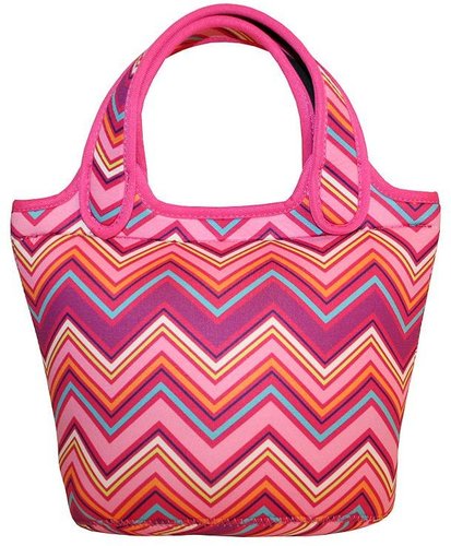 Tri-coastal design zigzag stripe insulated lunch tote