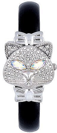 Women's Crystal Encrusted Cat Bangle Watch