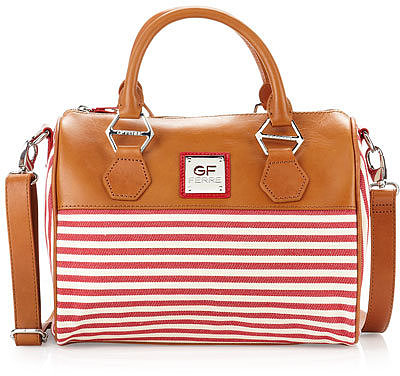 Gianfranco Ferre Striped Canvas Satchel Bag, Red