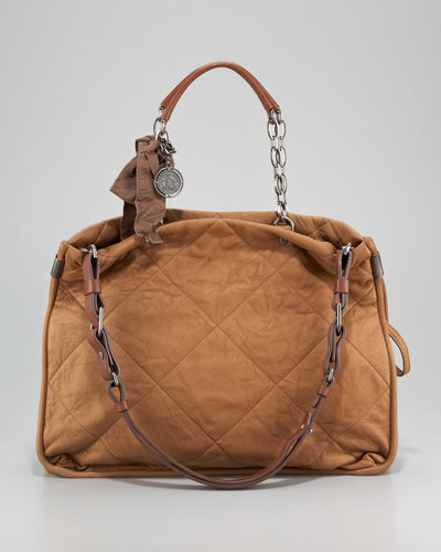 Lanvin Amalia Quilted Lambskin Bucket Tote Bag, Mocha
