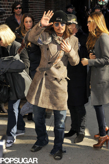 Johnny Depp gave a wave to the crowd in NYC.
Johnny Depp gave a wave to the crowd in NYC.