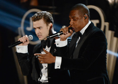 Justin Timberlake returned to the Grammys stage when he performed "Suit & Tie" with Jay-Z.
Justin Timberlake returned to the Grammys stage when he performed "Suit & Tie" with Jay-Z.