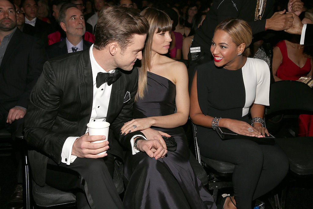 Justin Timberlake, Jessica Biel, and Beyoncé Knowles shared a moment while sitting together in the audience at the Grammy Awards.
Justin Timberlake, Jessica Biel, and Beyoncé Knowles shared a moment while sitting together in the audience at the Grammy Awards.