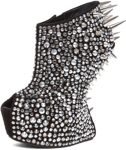 Giuseppe Zanotti Spike Embellished Wedge in Black Pewter