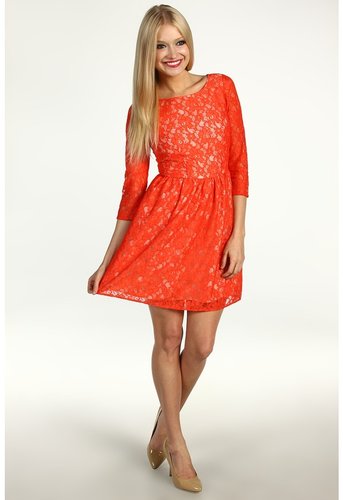 French Connection - Lizzy Lace L/S 71MP8 (Favella Red/Nude) - Apparel