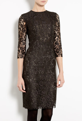 Joseph Dark Khaki Corine Lace Fitted Dress