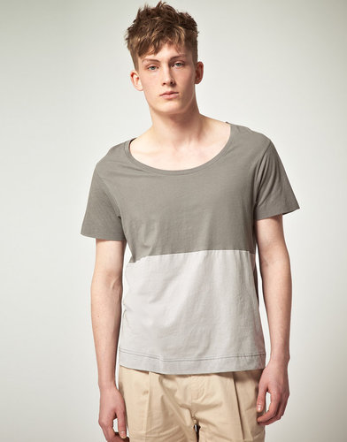 ASOS BLACK T-Shirt with Contrast Panel
