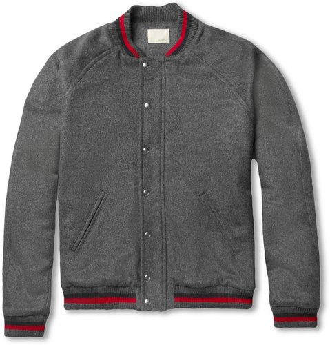 Band of Outsiders Quilted Camel Varsity Jacket