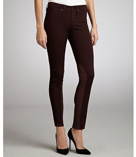 Rag & Bone wine stretch twill leather detailed jodhpurs