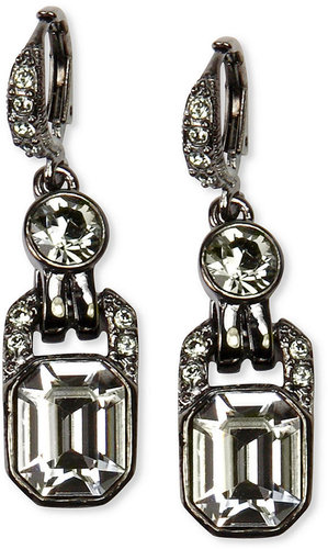 Givenchy Earrings, Light Hematite Tone Black Diamond Crystal Drop Earrings