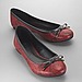 Faux Red Snakeskin Ballet Flats