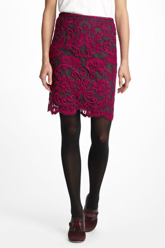 Embroidered Lace Pencil Skirt