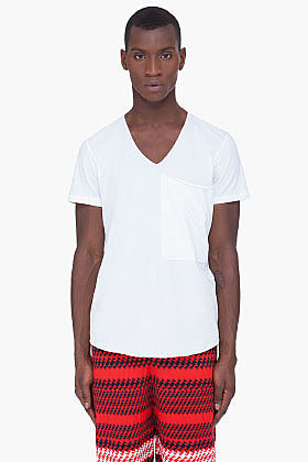3.1 PHILLIP LIM White Drape Pocket T-Shirt