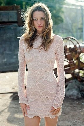 Nightcap Clothing Closed Back Victorian Lace Dress in Nude