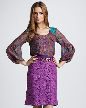 Nanette Lepore Forget You Belted Lace Skirt