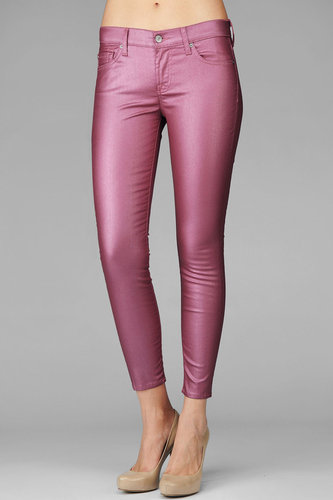 The Crop Skinny In Metallic Coated Pink