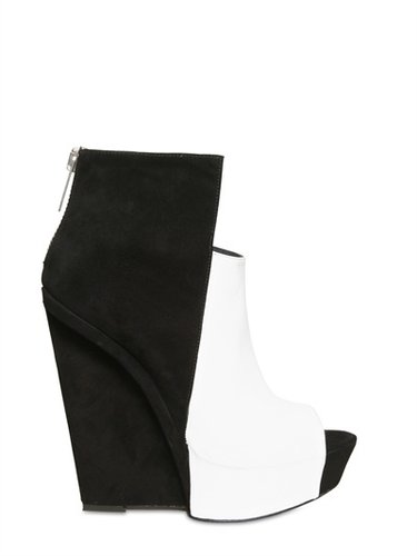 Gareth Pugh - 120mm Suede And Leather Wedges
