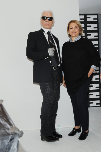 Karl Lagerfeld and Silvia Venturini Fendi at the Fendi Fall 2013 show in Milan.
Karl Lagerfeld and Silvia Venturini Fendi at the Fendi Fall 2013 show in Milan.