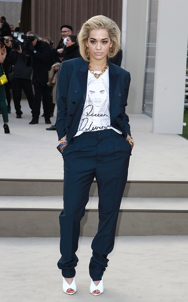 Rita Ora at the Burberry Fall 2013 show in London.
Rita Ora at the Burberry Fall 2013 show in London.