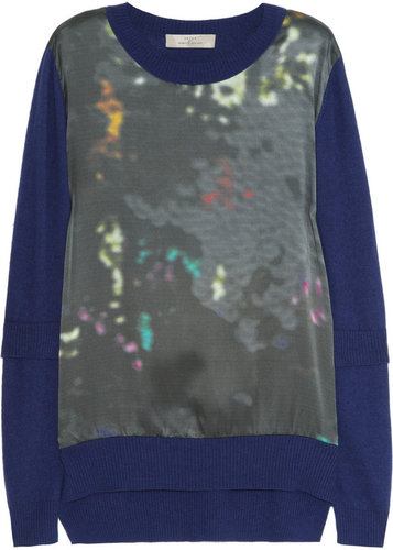 Preen Line Abstract Aline printed satin and knitted sweater