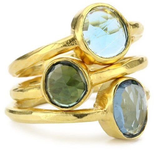 Robindira Unsworth "Marrkakech" Blue Topaz Stackable Rings Size 7