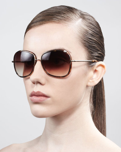 Oliver Peoples Emely Round Enamel & Metal Sunglasses, Brown