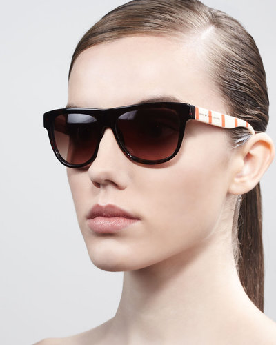 MARC by Marc Jacobs Contrast-Arm Enamel Sunglasses, Dark Havana