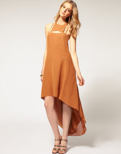 ASOS Dipped Midi Dress with Cut Out Neck
