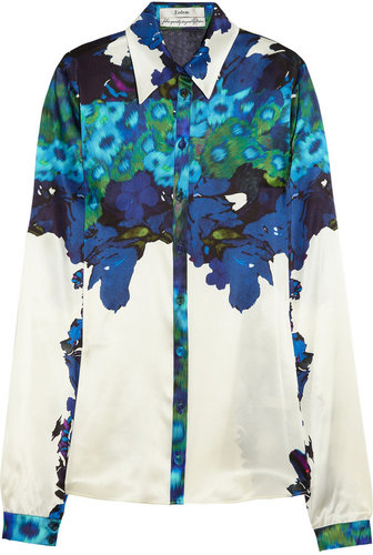Erdem Cecilia printed silk-satin shirt