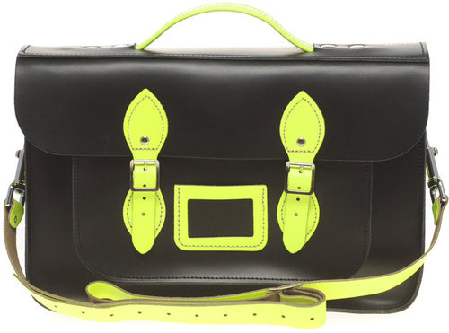 The Leather Satchel Company NEON Large Leather Two Tone 14" Satchel