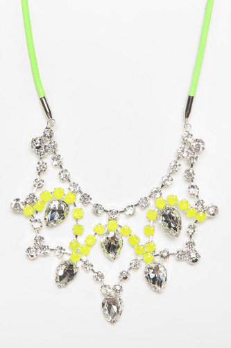 Rocks Paper Metal Crystal Tear-Drop Bib Necklace