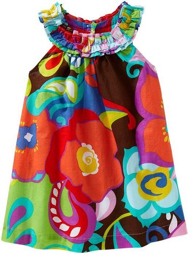 Ruffle-Neck Floral-Print Dresses for Baby