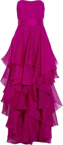 Notte by Marchesa Strapless silk-chiffon gown