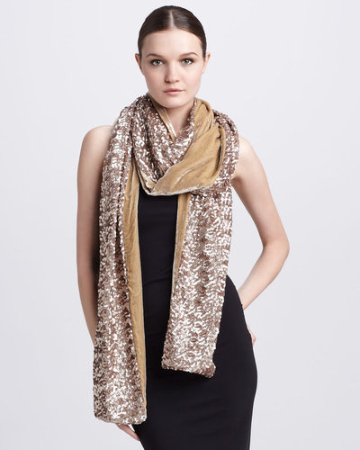 Rachel Zoe Extra-Long Sequined Velvet Scarf, Golden