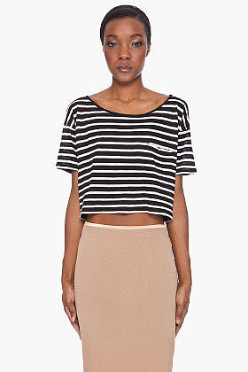 R13 Cropped Black Stripe T-Shirt