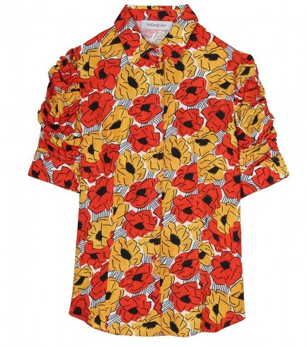 Saint Laurent POPPY PRINTED CREPE SHIRT