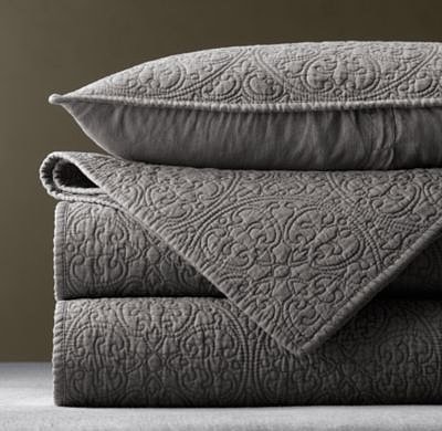 Vintage-Washed Belgian Linen Quilt