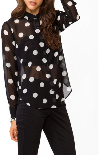 FOREVER 21 Jumbo Polka Dot Print Shirt