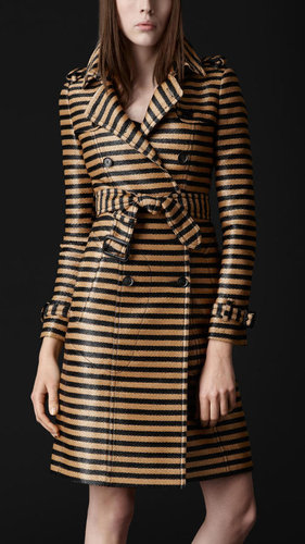 Striped Jacquard Slim Trench Coat