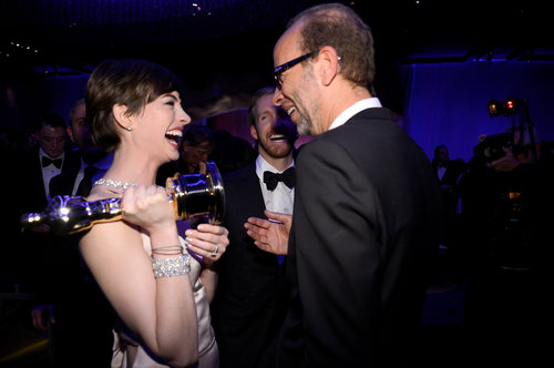 Anne Hathaway had a laugh at the Governors Ball.
Anne Hathaway had a laugh at the Governors Ball.