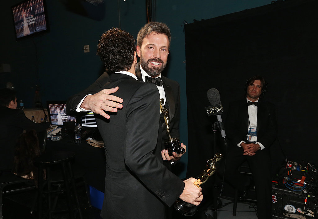Ben Affleck got a hug from Grant Heslov backstage at the Oscars.
Ben Affleck got a hug from Grant Heslov backstage at the Oscars.