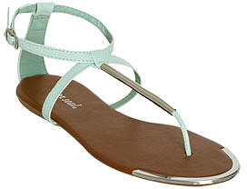 WetSeal Metal T-Strap Sandal Mint