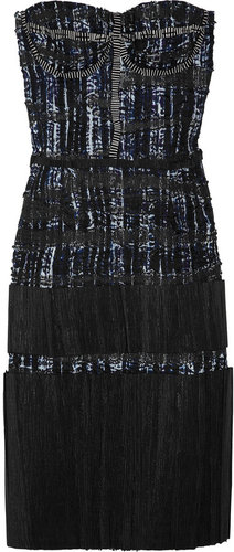 Bottega Veneta Ribbon-trimmed printed taffeta dress