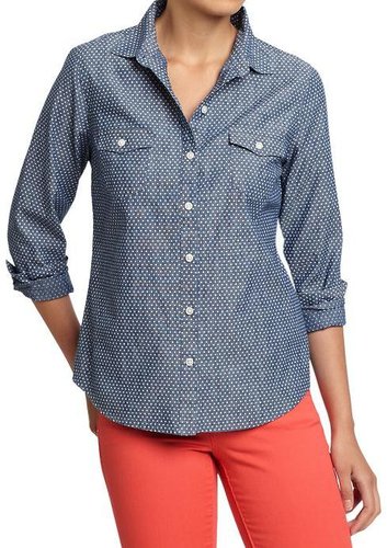 Women's Polka-Dot Chambray Shirts