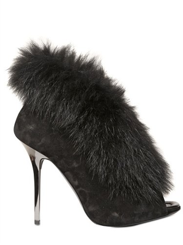 Diego Dolcini - 120 Mm Suede And Fox Fur Boots