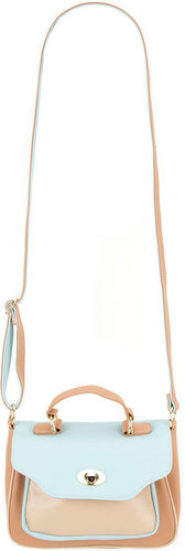 Faux Leather Turnlock Top Handle Bag